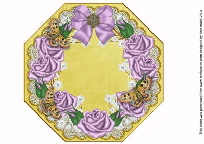 Lilac Roses Lemon Lace Octagon 8inch Picture Sheet
