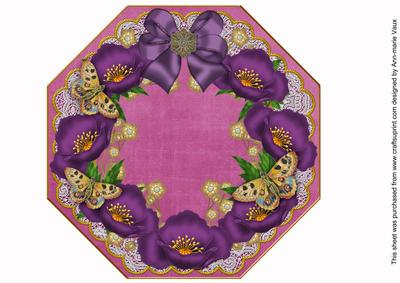Purple Poppy Cerise Lace Octagon 8inch Picture Sheet