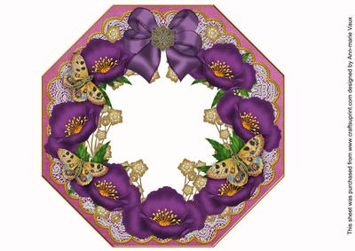 Purple Poppy Cerise Lace Octagon 8inch Frame Sheet