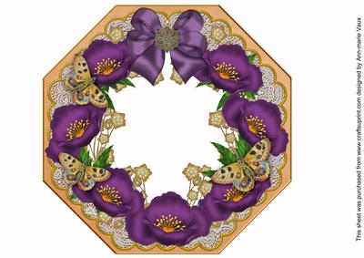 Purple Poppy Burnt Orange Lace Octagon 8inch Frame Sheet