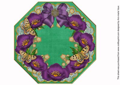 Purple Poppy Green Lace Octagon 8inch Picture Sheet