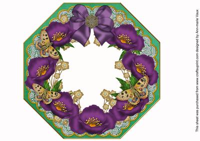 Purple Poppy Green Lace Octagon 8inch Frame Sheet