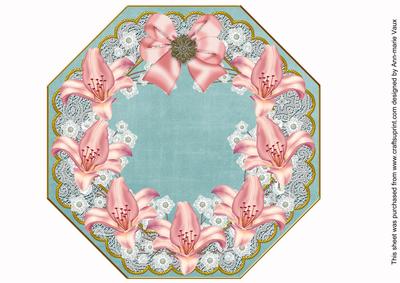 Pink Lily D Teal Lace Octagon 8inch Picture Sheet