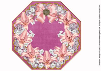 Pink Lily Cerise Lace Octagon 8inch Picture Sheet