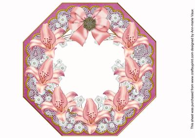 Pink Lily Cerise Lace Octagon 8inch Frame Sheet