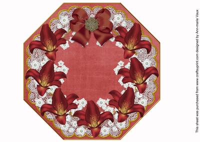 Red Lily 2 Lace Octagon 8inch Picture Sheet