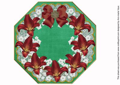 Red Lily 2 Green Lace Octagon 8inch Picture Sheet