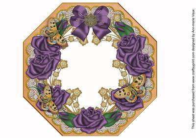 Purple Roses Burnt Orange Lace Octagon 8inch Frame Sheet
