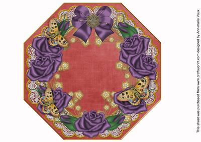 Purple Roses Red Lace Octagon 8inch Picture Sheet