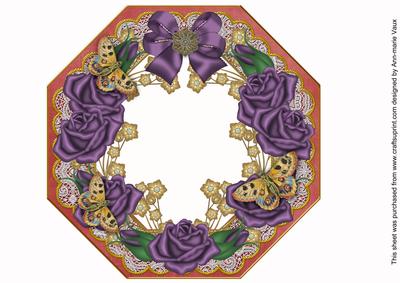 Purple Roses Red Lace Octagon 8inch Frame Sheet