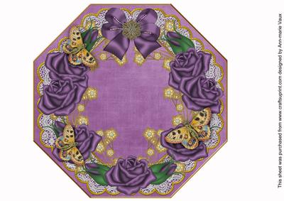 Purple Roses Lace Octagon 8inch Picture Sheet