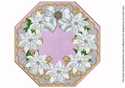 White Poinsettia Lilac Lace Octagon 8inch Picture Sheet