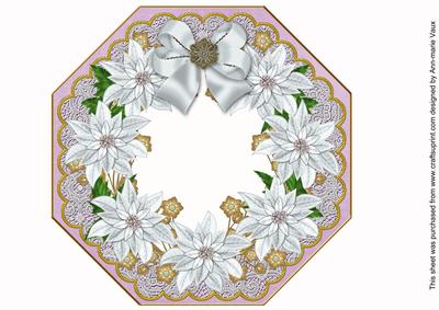 White Poinsettia Lilac Lace Octagon 8inch Frame Sheet