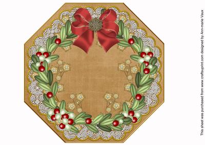 Mistletoe Gold Coffee Lace Octagon 8inch Picture Sheet