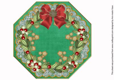 Mistletoe Gold Green Lace Octagon 8inch Picture Sheet