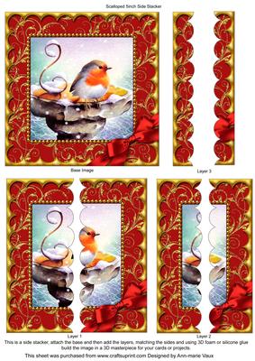 Christmas Red Robin Gold 5in Scallop Side Stacker