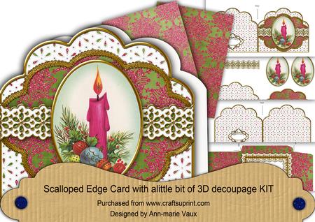 Pink Candle Glitter Anglaise Scallop Step by Step Card Kit