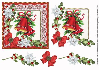 Christmas Bells White Poinsettia Decoupage Step by Step