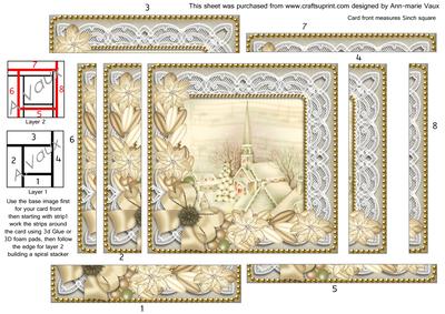 Cream Poinsettia Village Church 5in Spiral Edge Stacker