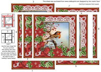 Red Poinsettia Robin 5in Spiral Edge Stacker