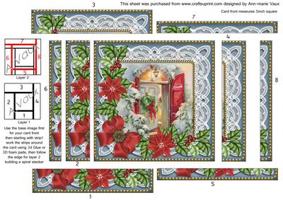 Red Poinsettia Christmas Door 5in Spiral Edge Stacker