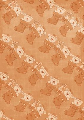 Christmas Stocking Bear Chain Burnt Orange A4 Backing Paper