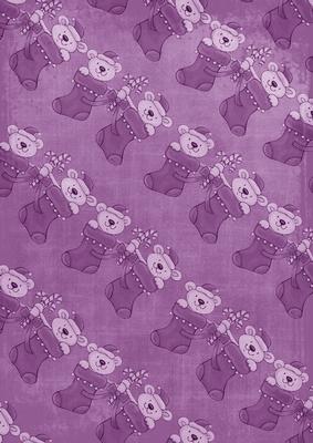 Christmas Stocking Bear Chain Purple A4 Backing Paper