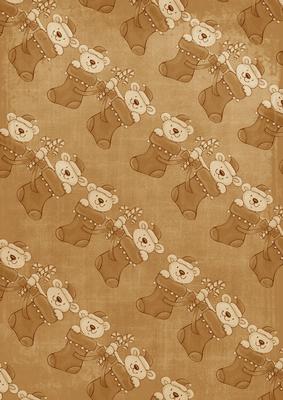 Christmas Stocking Bear Chain Vintage Tea A4 Backing Paper