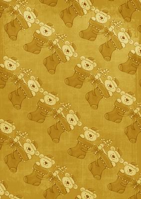 Christmas Stocking Bear Chain Gold A4 Backing Paper