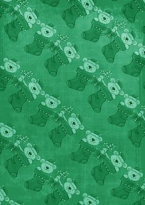 Christmas Stocking Bear Chain Dark Green A4 Backing Paper