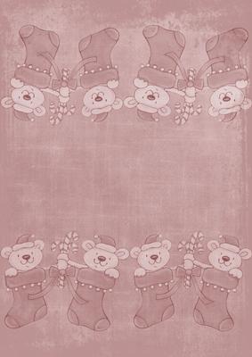 Christmas Stocking Bears Dusky Pink A4 Backing Paper
