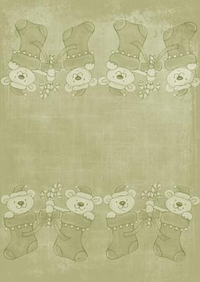 Christmas Stocking Bears Olive A4 Backing Paper