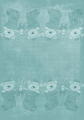 Christmas Stocking Bears Dusky Teal A4 Backing Paper