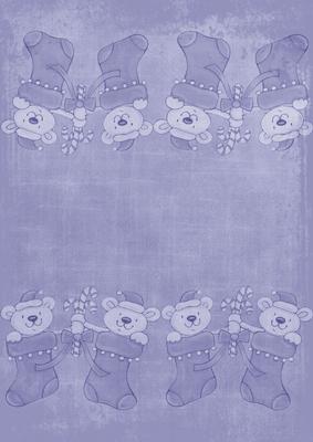 Christmas Stocking Bears Blue A4 Backing Paper