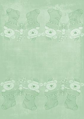Christmas Stocking Bears Mint Green A4 Backing Paper