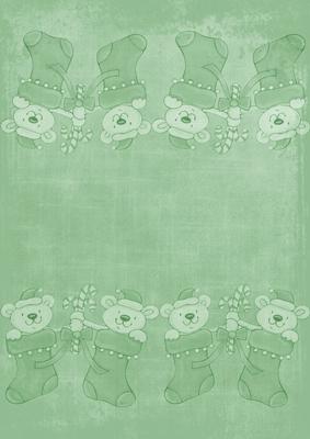 Christmas Stocking Bears Mid Green A4 Backing Paper