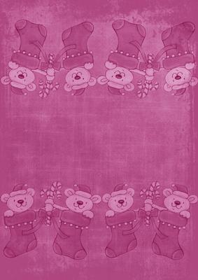 Christmas Stocking Bears Cerise A4 Backing Paper