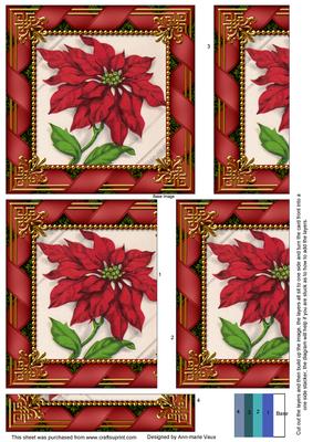 Red Poinsettias Ribbon 5in One Side Stacker
