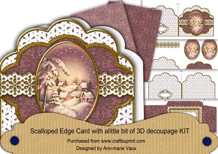Snowy Village Anglaise Scallop Step by Step Card Kit