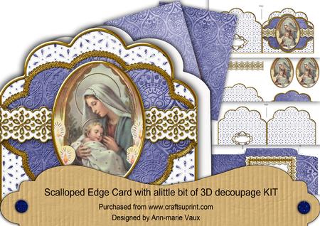 Holy Mother Blue Anglaise Scallop Step by Step Card Kit