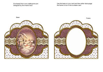 Snowy Village Anglaise Scallop Card Base and Frame