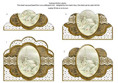 Cream Village Church Glitter Anglaise Scallop Bottom Stacker