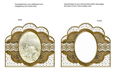 Cream Church Glitter Anglaise Scallop Card Base and Frame