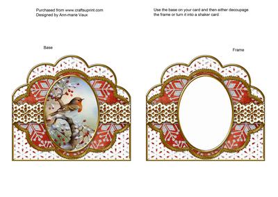 Red Robin Silver Flake Anglaise Scallop Card Base and Frame