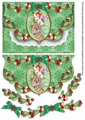 Christmas Stocking Fancy Flap Decoupage Step by Step Sheet