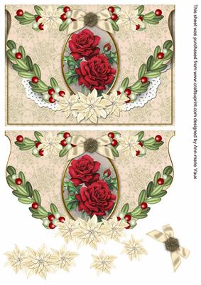 Christmas Roses Fancy Flap Decoupage Step by Step Sheet