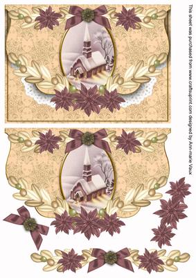 Church Lights on Plum Flap Decoupage Step by Step Sheet