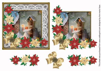 Christmas Choirboy Poinsettia Decoupage Step by Step Sheet