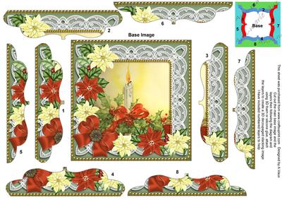 Red Poinsettia Candle 5inch Bracket Edge Spiral Stacker