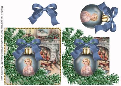 Preying Angel Fireplace Bauble Decoupage Step by Step Sheet
